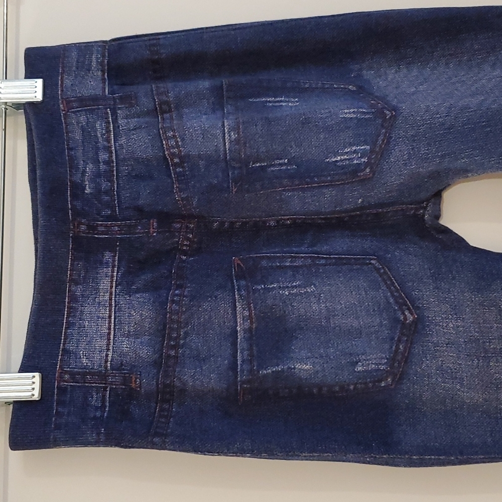 Faux denim jegging leggings rose applique detail OS fits up to a 10 comfortably - Picture 9 of 10